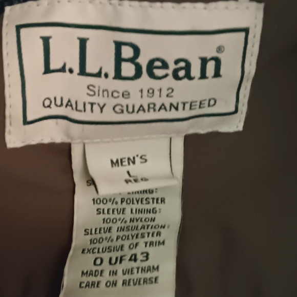 LL Bean Green Full Front Zip Coat Men's Regular Large - Picture 4 of 4